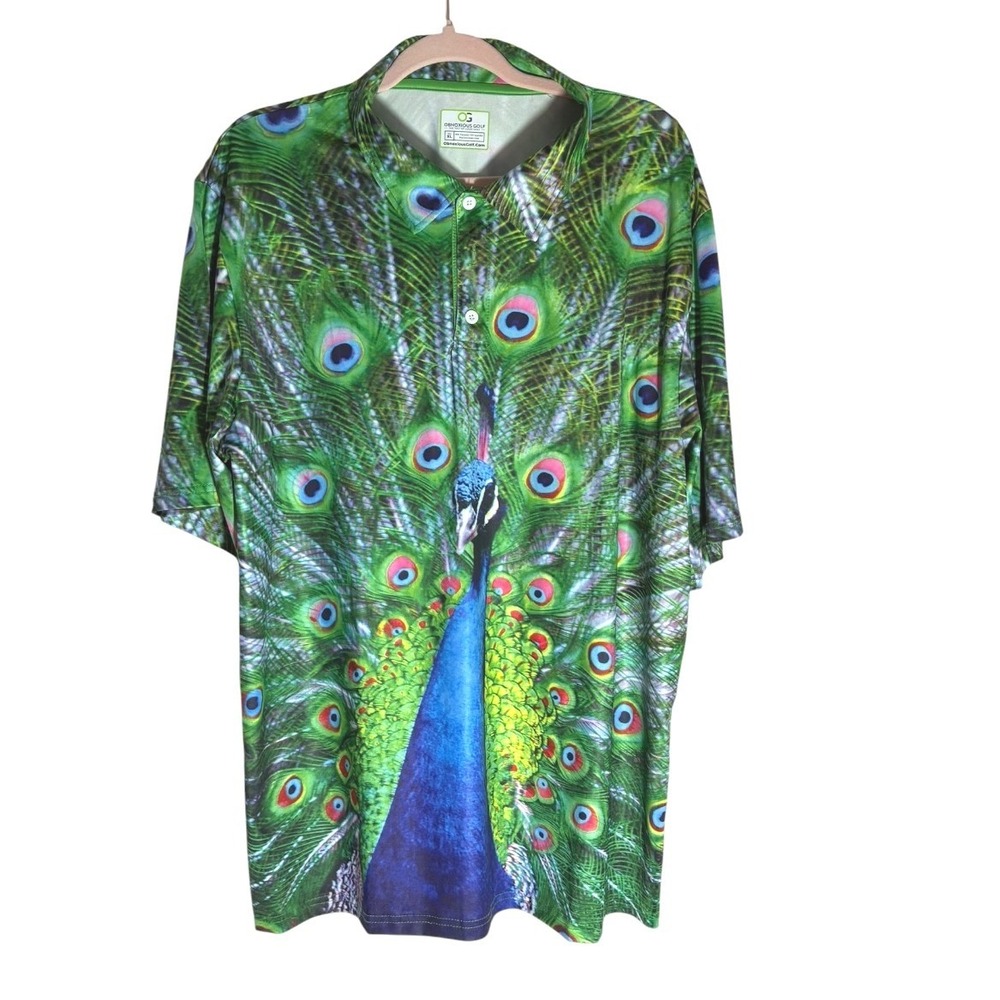 Obnoxious Golf Peacock Polo sz XL Mens NWOT